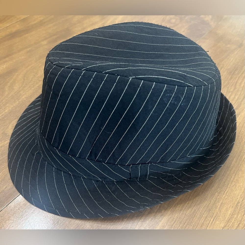 Black Pinstripe Fedora Hat